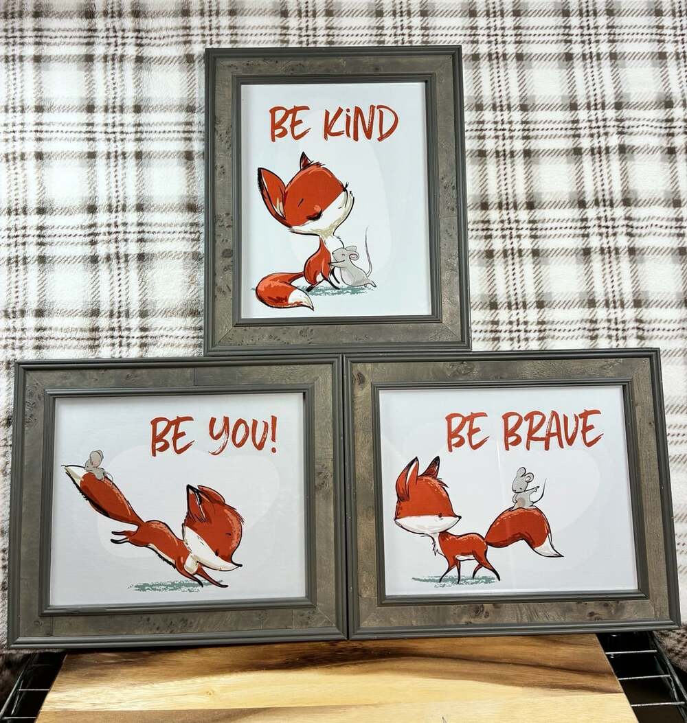 Fox Framed Wall Art Set Size 8x10 In Be Kind Be You Be Brave